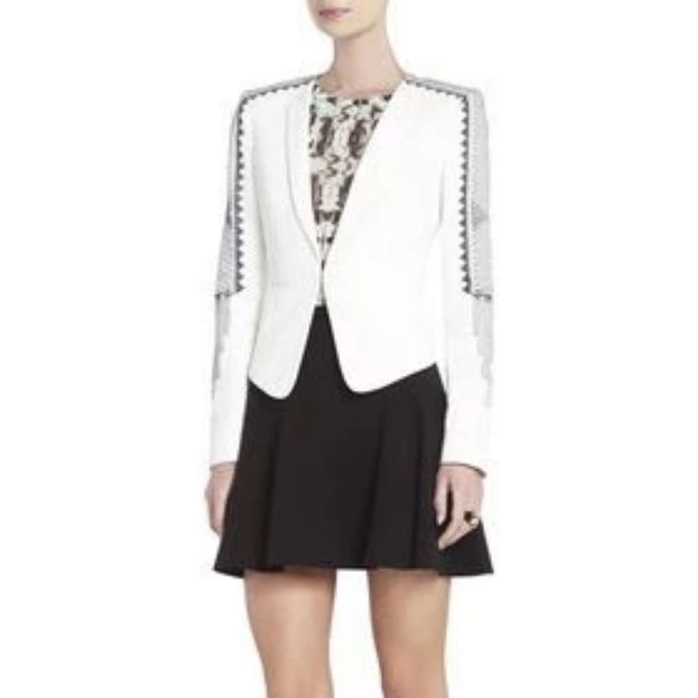 BcbgMaxAzria Bowie Off White Embroidered Blazer